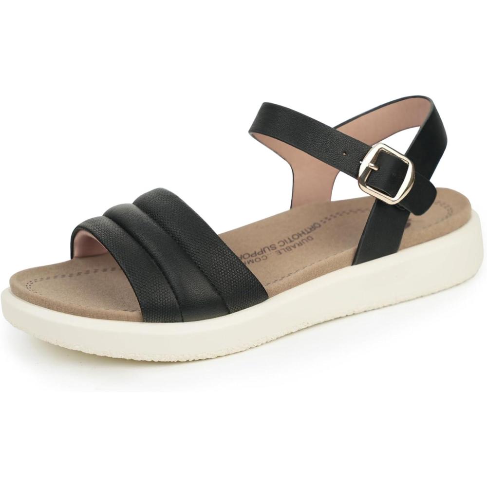 imageORTOREX Womens Arch Support Orthopedic Walking Sandals  Comfortable SandalsBlack