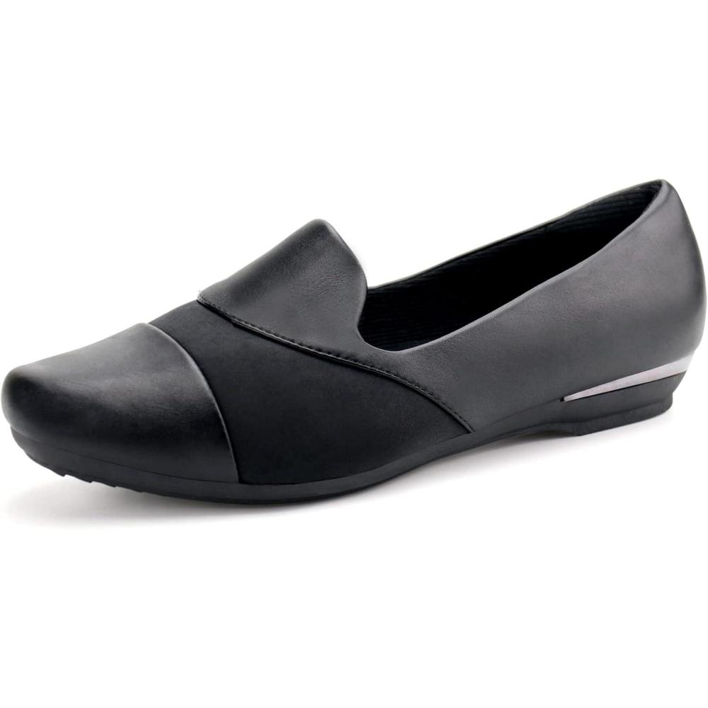 imageOrthorest Women Orthopedic Dress Shoes Bunions Loafers Slip On Orthotic ShoesDull Black