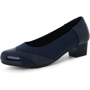 Ortho+rest Women Bunion Dress Shoes Low Heel Orthopedic Slip on Loafers Orthotic Pumps(Navy)