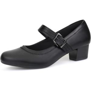 Ortho+rest Women Mary Janes Shoes for Bunions Orthopedic Dress Shoes Low Chunky Heels Work Pumps(Black)