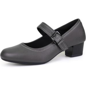 Ortho+rest Women Mary Janes Shoes for Bunions Orthopedic Dress Shoes Low Chunky Heels Work Pumps(Pewter)