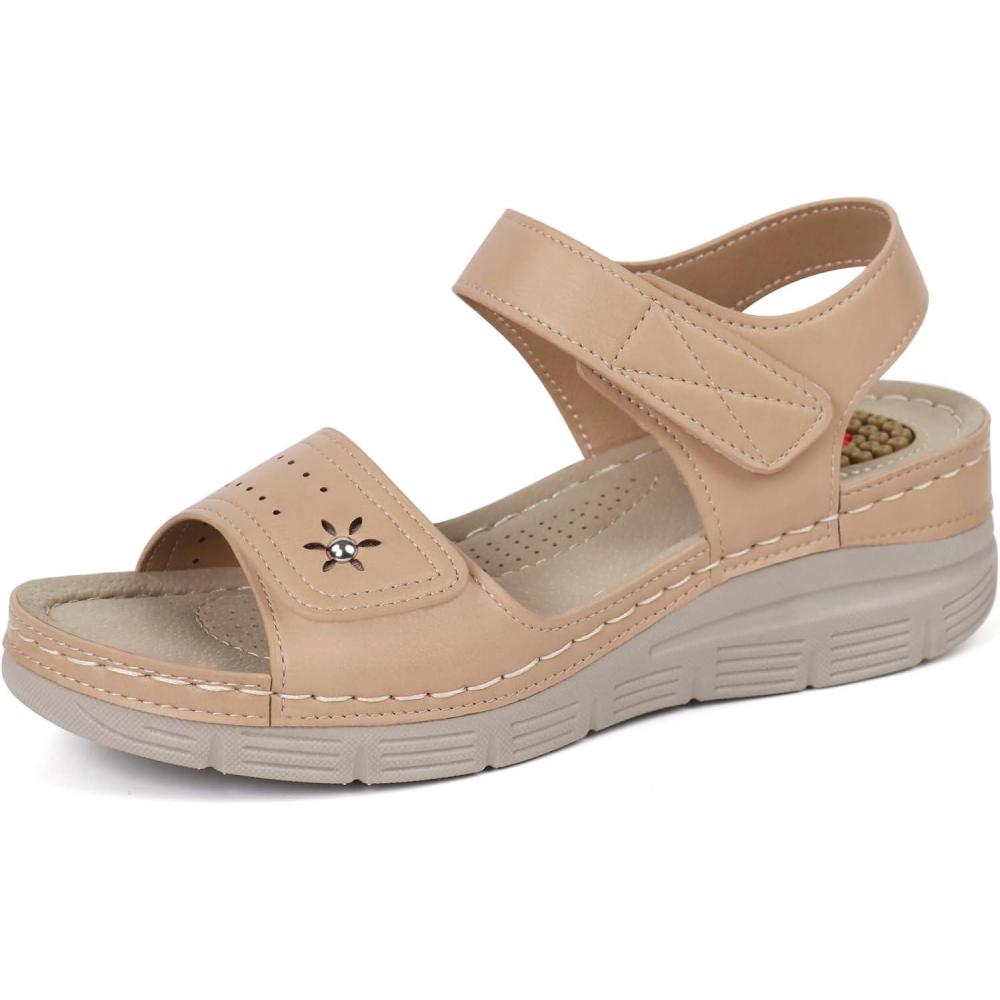 imageJABASIC Women Comfortable Sandals Orthotic Walking Sandals Orthopedic Arch Support SandalsNude