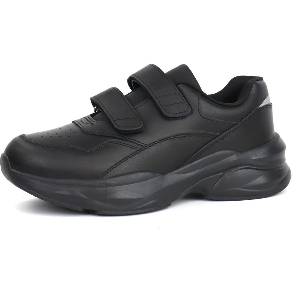 imageORTOREX Women Diabetic Leather Shoes Orthopedic Walking Shoes Wide Toe Box ShoesBlack