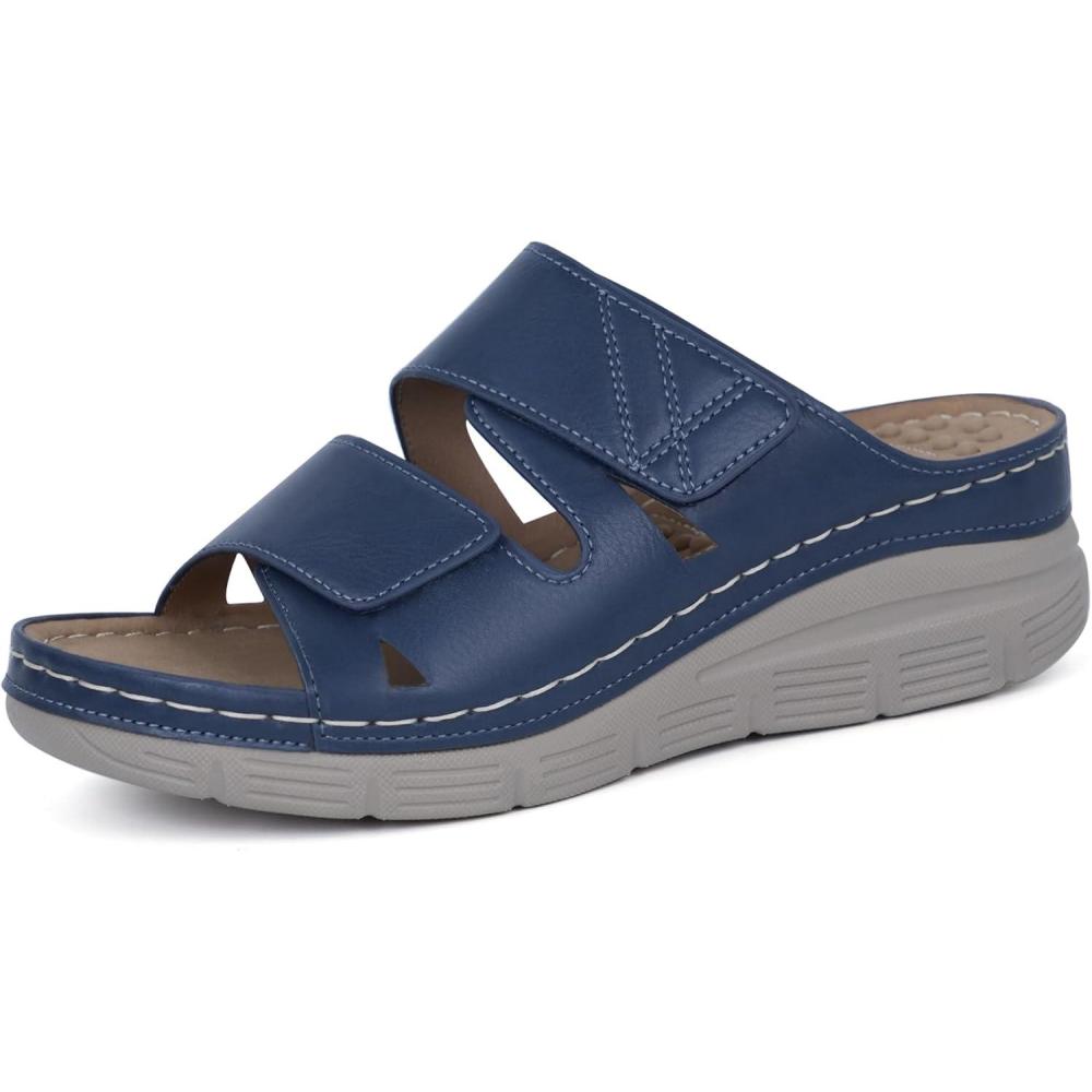 imageOrthorest Women Arch Support Slides Orthotic Walking Sandals Orthopedic SandalsNavy