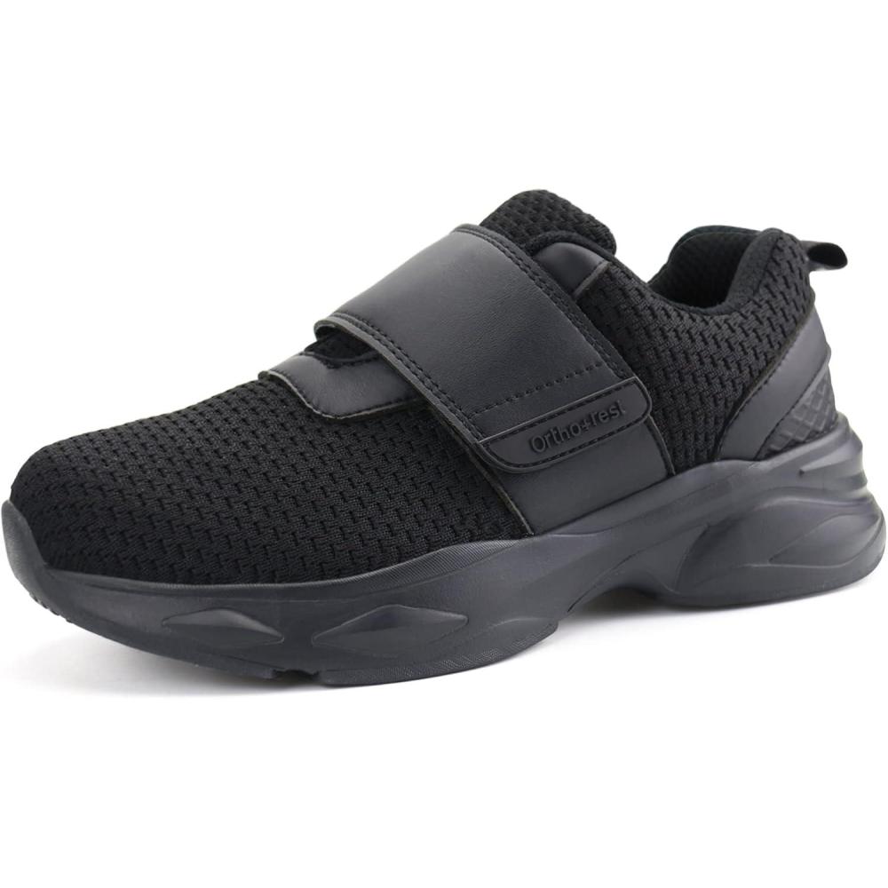 imageOrthorest Women Diabetic Shoes with Adjustable Closure Orthopedic Walking Shoes for Edema Plantar Fasciitis Bunions Arthritis Swollen FeetBlack