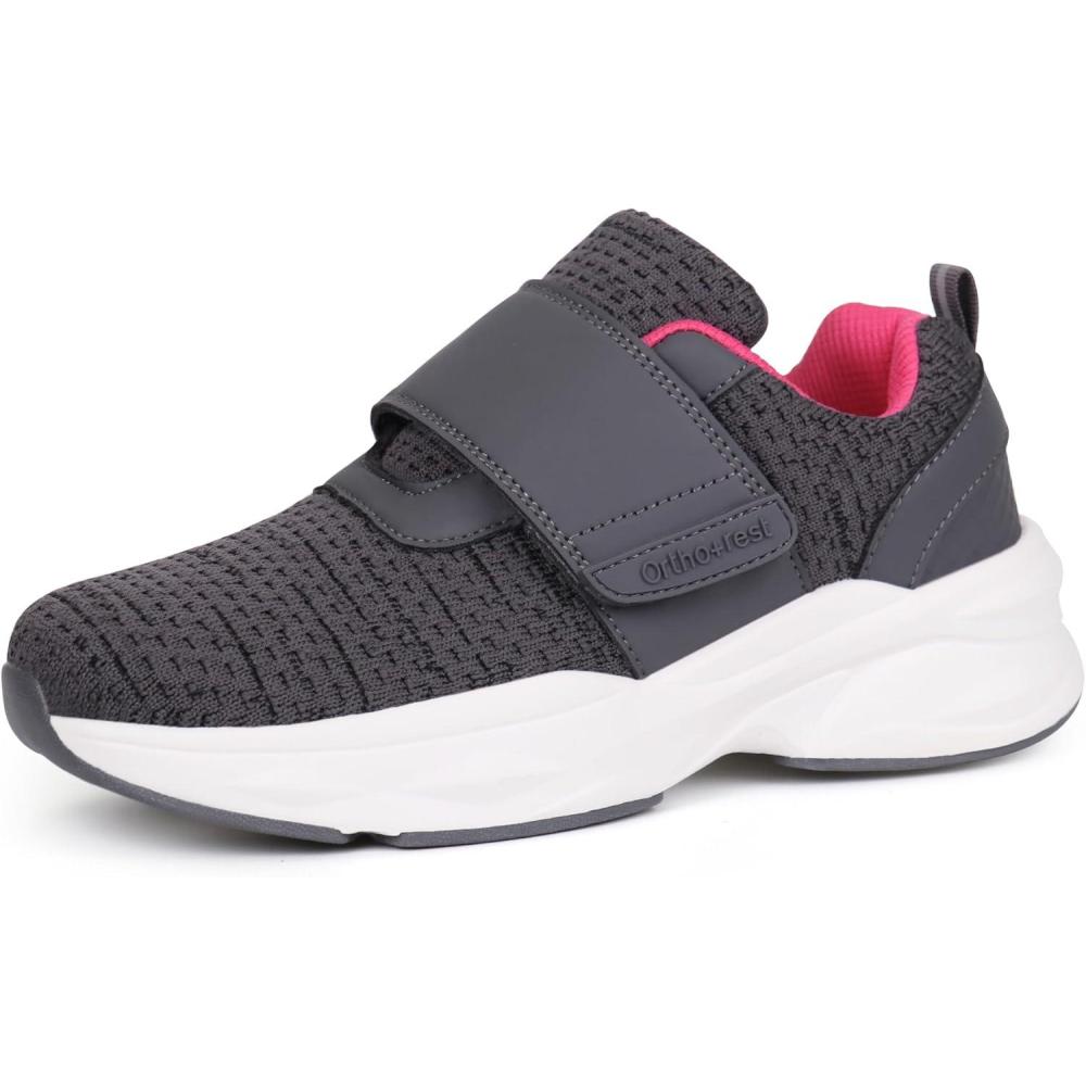 imageOrthorest Women Diabetic Shoes with Adjustable Closure Orthopedic Walking Shoes for Edema Plantar Fasciitis Bunions Arthritis Swollen FeetGrey
