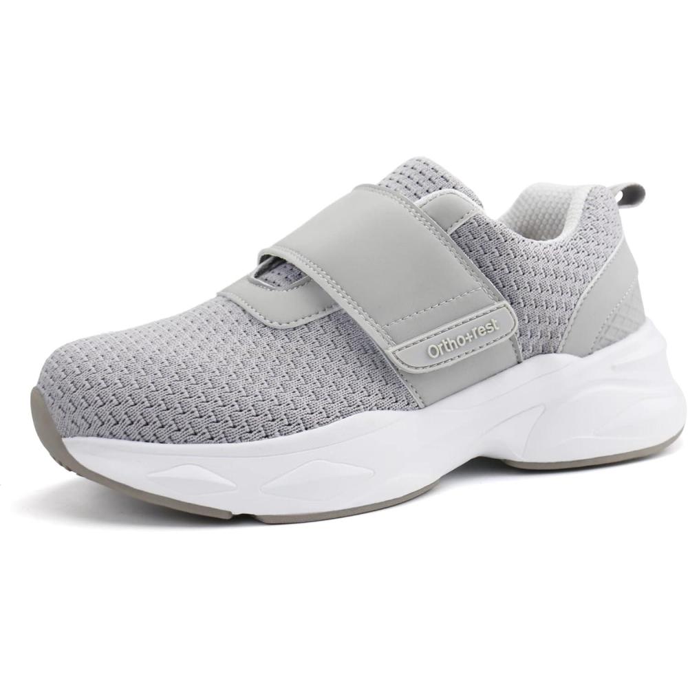 imageOrthorest Women Diabetic Shoes with Adjustable Closure Orthopedic Walking Shoes for Edema Plantar Fasciitis Bunions Arthritis Swollen FeetLtgrey