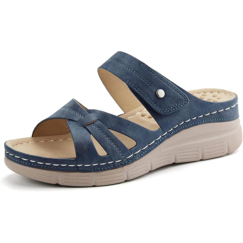 imageOrthorest Women Orthotic Slides Comfortable Orthopedic Sandals Walking Sandals with Arch SupportNavy