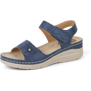 JABASIC Women Comfortable Sandals Orthotic Walking Sandals Orthopedic Arch Support Sandals(Navy)