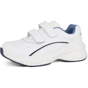 ORTOREX Women Diabetic Leather Shoes Orthopedic Walking Shoes Wide Toe Box Shoes(White/Blue)