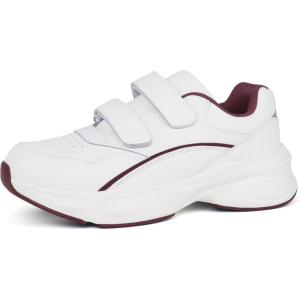 ORTOREX Women Diabetic Leather Shoes Orthopedic Walking Shoes Wide Toe Box Shoes(White/Burgundy)
