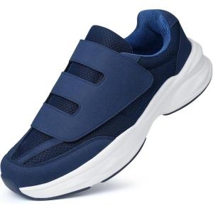 Ortho+rest Men Diabetic Walking Shoes Swollen Feet Shoe with Adjustable Closure(Navy)