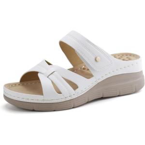 Ortho+rest Women Orthotic Slides Comfortable Orthopedic Sandals Walking Sandals with Arch Support(White)