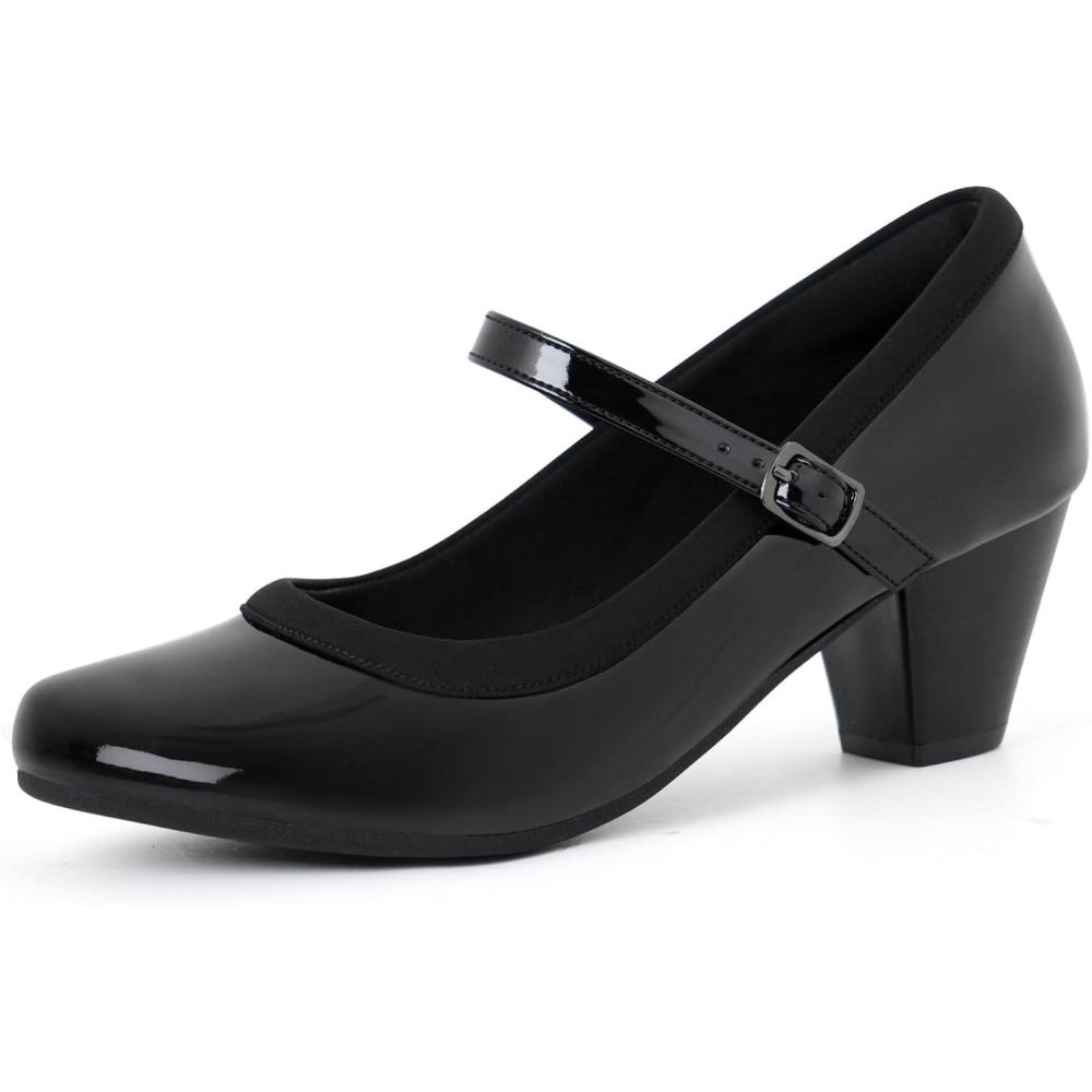 image:imageOrthorest Women Mary Janes Orthopedic Dress Shoes for Bunion Low Chunky Heels Work PumpsBlack