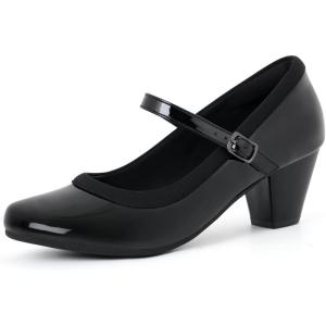 Ortho+rest Women Mary Janes Orthopedic Dress Shoes for Bunion Low Chunky Heels Work Pumps(Black)