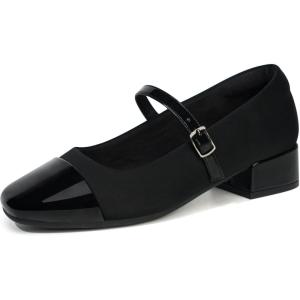 Ortho+rest Women Mary Janes for Bunions Orthopedic Dress Shoes Low Heel Chunky Pumps(Black)