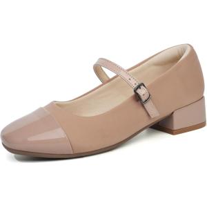 Ortho+rest Women Mary Janes for Bunions Orthopedic Dress Shoes Low Heel Chunky Pumps(Nude)