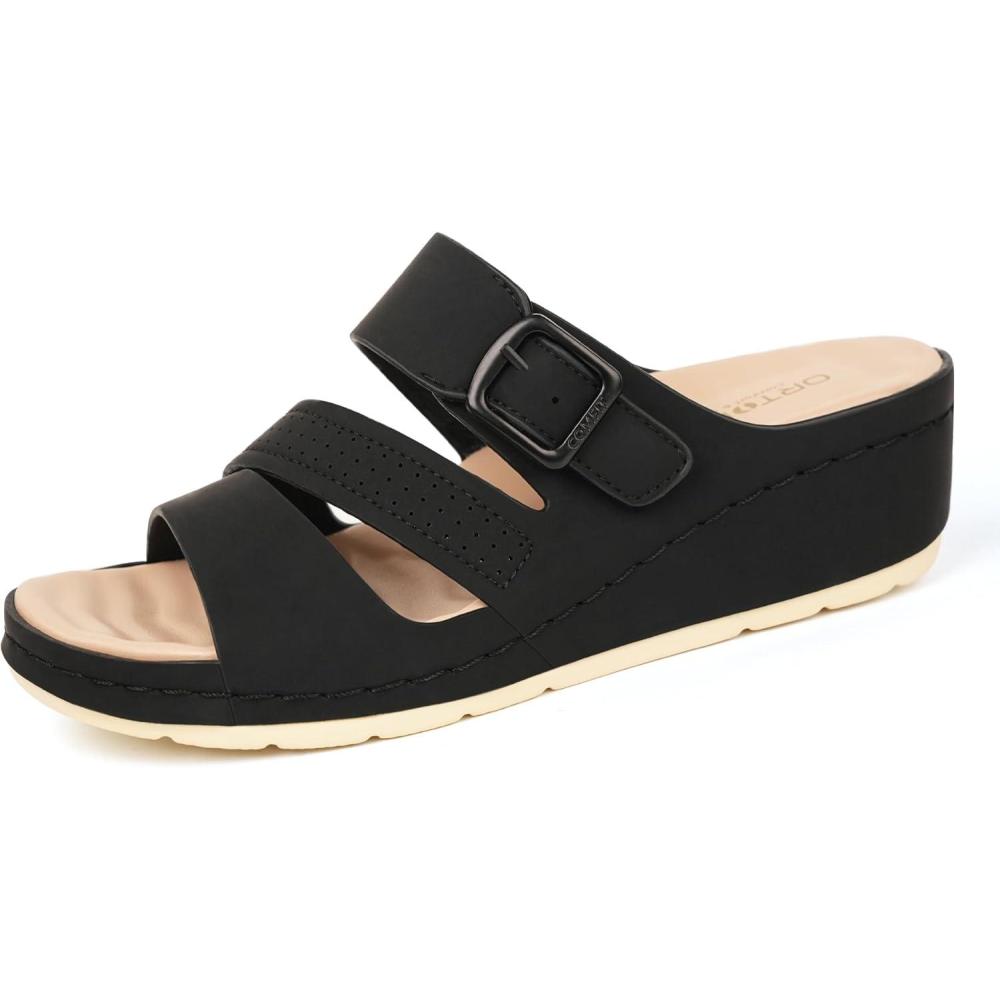 image:imageORTOREX Women Arch Orthotic Support Comfort Slides Orthopedic SandalsBlack