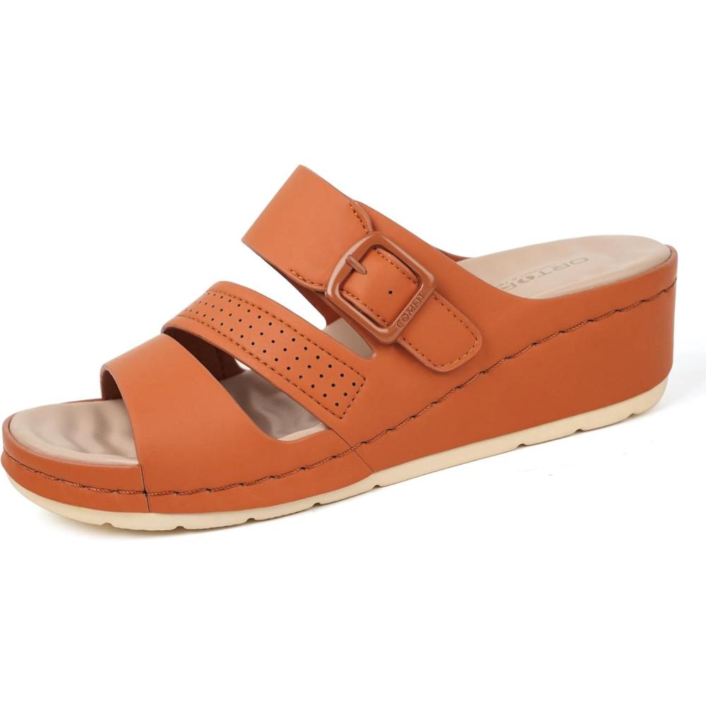 image:imageORTOREX Women Arch Orthotic Support Comfort Slides Orthopedic SandalsBrown