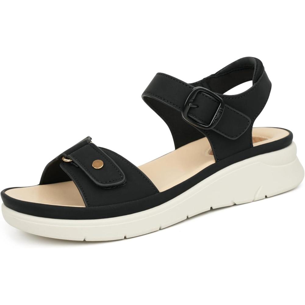 image:imageORTOREX Women Massage Sandals Orthopedic Walking SandalsBlack