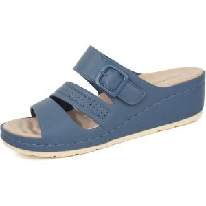 ORTOREX Women Arch Orthotic Support Comfort Slides Orthopedic Sandals(Navy)