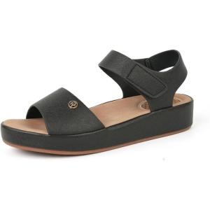 ORTOREX Women Massage Sandals Comfortable Walking Sandals with Adjustable Straps(Black)