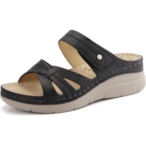 Ortho + Rest Women Orthotic Slides Comfortable Orthopedic Sandals Walking Sandals with Arch Support(Black)