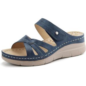 Ortho + Rest Women Orthotic Slides Comfortable Orthopedic Sandals Walking Sandals with Arch Support(Navy)